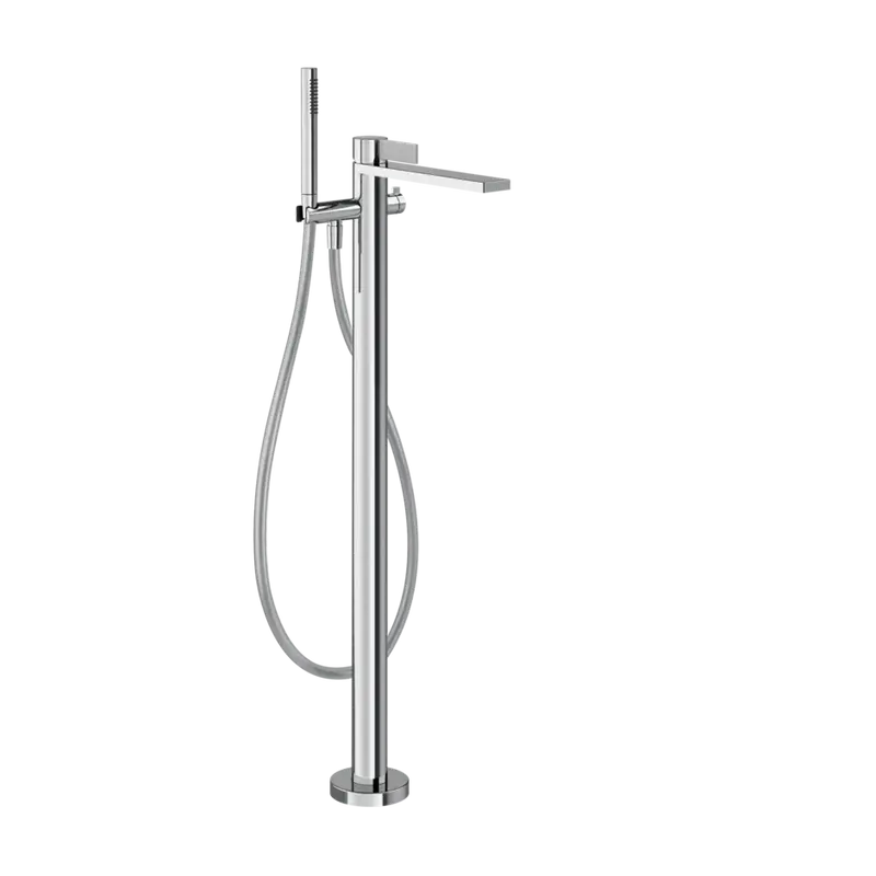 Gessi Inverso Diamantato rubinetto vasca a pavimento con deviatore e doccetta 73628 + 46189
