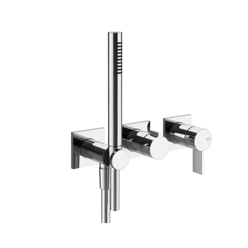 Gessi Inverso Rigato miscelatore doccia a parete con deviatore 2 vie e doccetta 73536 + 54139