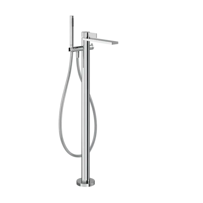 Gessi Inverso Rigato rubinetto vasca da bagno a terra con doccetta 73528 + 46189