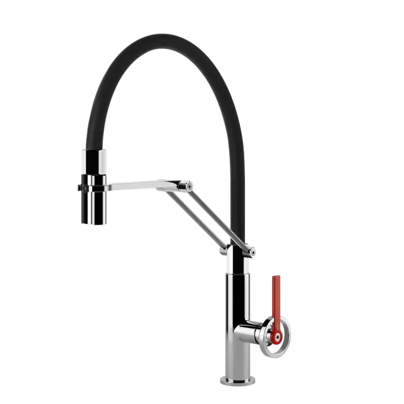 Gessi Officine V rubinetto cucina semi professionale con doccetta estraibile doppio getto 60205