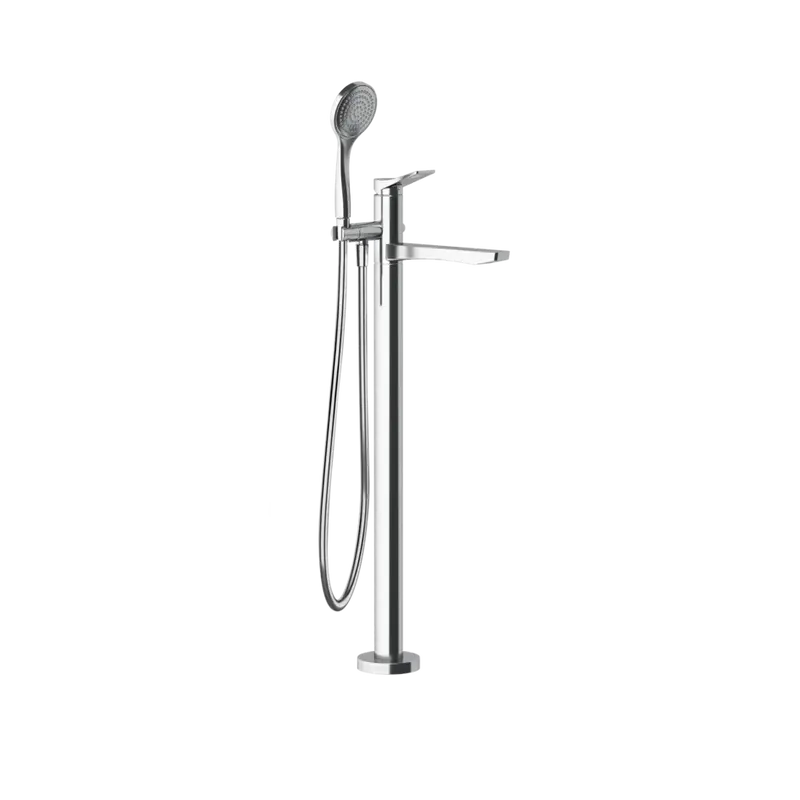 Gessi Rilievo rubinetto vasca da bagno a pavimento con doccetta e deviatore 59131 + 46189