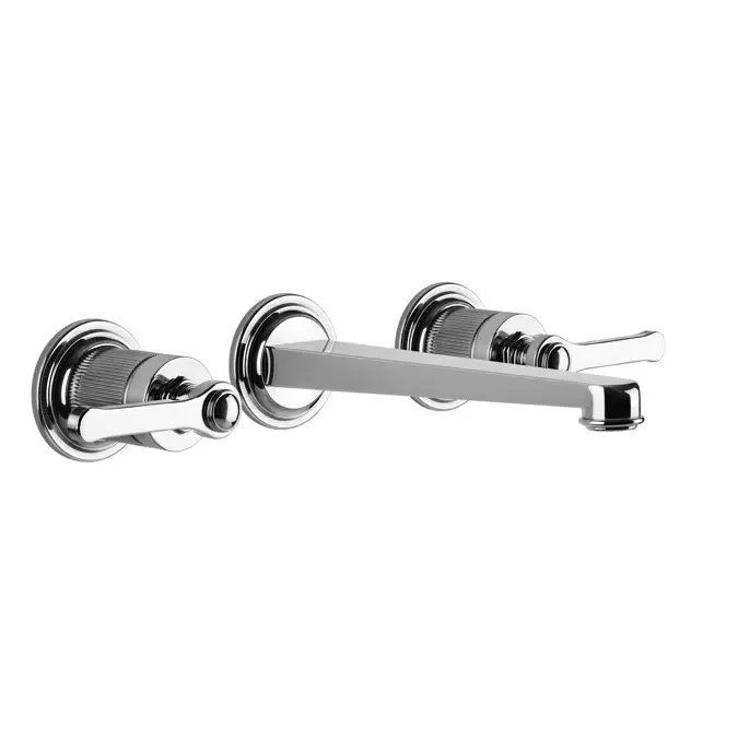 Gessi Venti20 rubinetto lavabo 3 fori a parete con bocca media 65091 + 45089