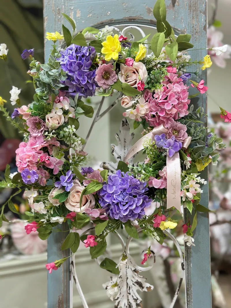 Ghirlanda Spring Fuoriporta Floreale – Mata Creazioni, Ø 38 cm