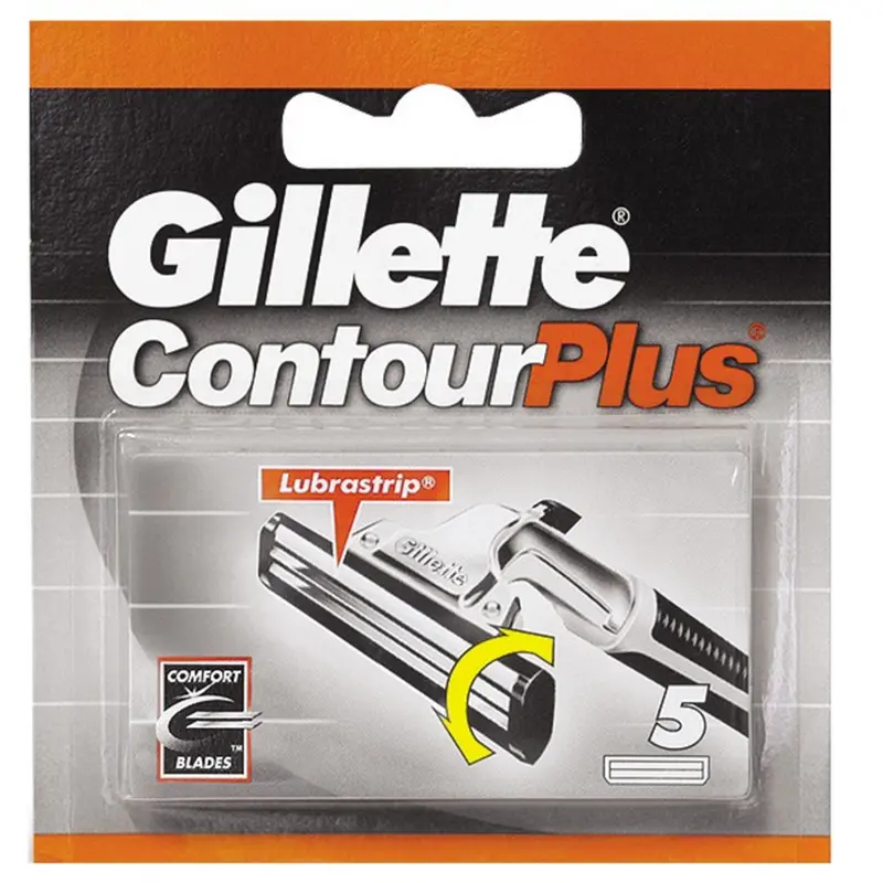 Gillette Contour Plus Ricariche (5 Lame) | Testine Oscillanti con Striscia Lubrificante Lubrastrip | Rasatura Classica e Delicata