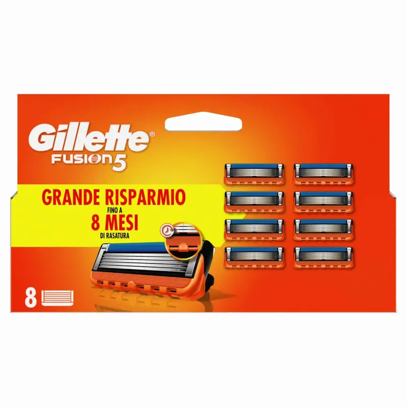 Gillette Fusion 5 Ricariche (8 Lame) | Grande Risparmio Fino a 8 Mesi | Rasatura Profonda e Precisa a 5 Lame