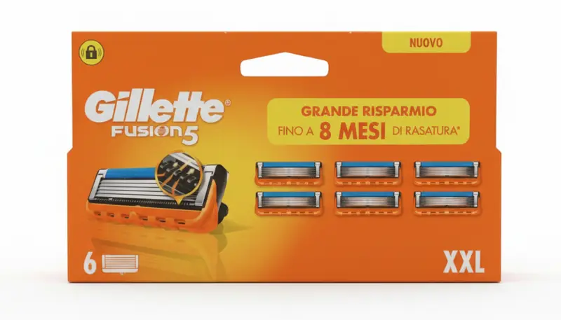 Gillette Fusion5 Ricambi Rasoio 6 Pezzi | Pack XXL | 5 Lame Anti-Attrito con Lama di Precisione | Fino a 8 Mesi di Rasatura | Made in Germany