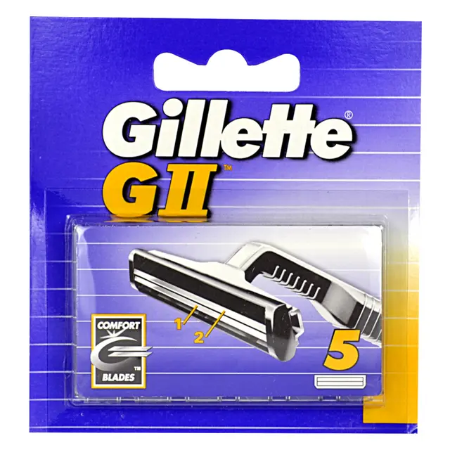 Gillette GII Lame di Ricambio (5 Pezzi) | Ricariche Originali per Rasoio a Testina Fissa | Rasatura Doppia Lama Precisione
