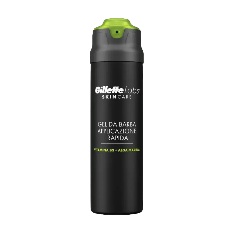 Gillette Labs Gel da Barba Applicazione Rapida 198ml – Formula Senza Alcol e Coloranti – Ottimizzato per Heated Razor e Rasoio con Barra Integrata