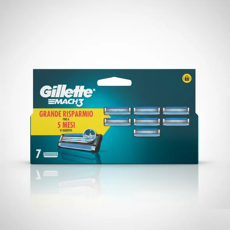 Gillette Mach3 Ricariche (7 Lame) | Grande Risparmio Fino a 5 Mesi | Rasatura Classica, Profonda e Scorrevole