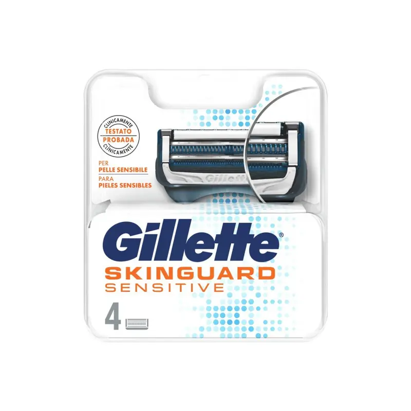 Gillette SkinGuard Sensitive Kit 4 Lamette Ricambio | Tecnologia Anti-Irritazione per Pelli Sensibili e Acneiche