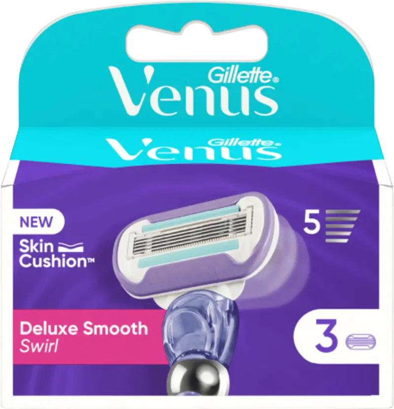 Gillette Venus Deluxe Smooth Swirl Ricariche (3 Pezzi) – 5 Lame Skin Cushion™ e Tecnologia Swirl™ per Curve Perfette
