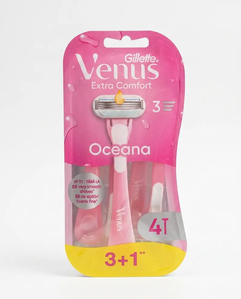 Gillette Venus Oceana Rasoio Donna Usa e Getta | Confezione 4 Pezzi (3+1 Gratis) | 3 Lame Flessibili con Aloe Vera