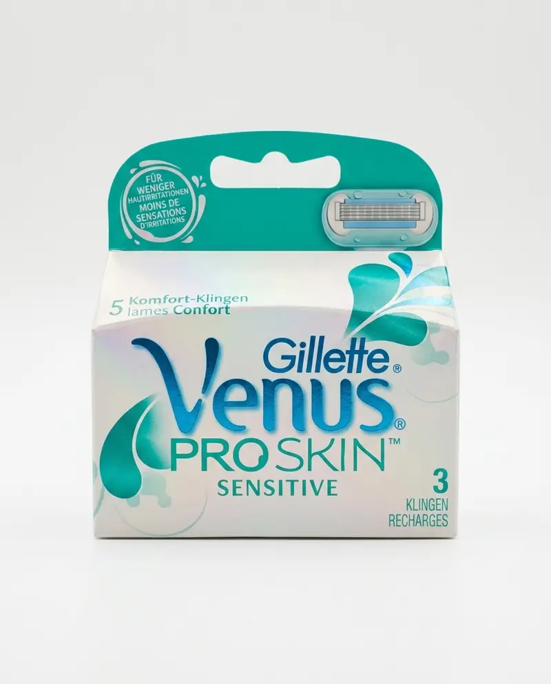 Gillette Venus ProSkin Sensitive Ricariche (3 Pezzi) – 5 Lame Comfort per Pelli Sensibili – Tecnologia Anti-Irritazioni e Striscia Idratante