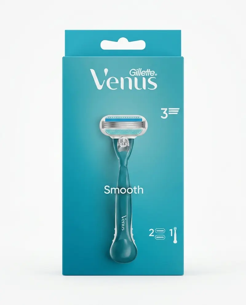 Gillette Venus Smooth Rasoio Donna 3 Lame Riutilizzabile con 2 Ricariche – Rasatura Delicata e Pelle Liscia Senza Irritazioni