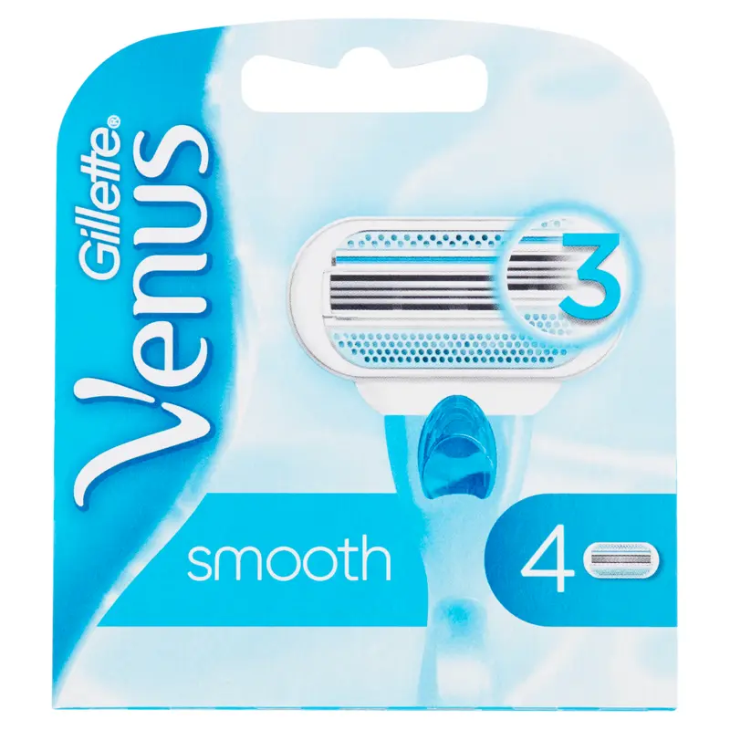 Gillette Venus Smooth Ricariche (4 Pezzi) – 3 Lame per una Rasatura Liscia e Veloce – Ricambi Originali per Rasatura Classica Donna