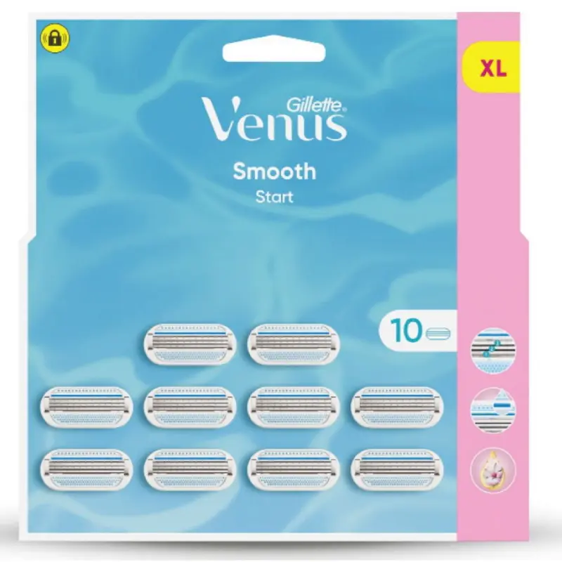 Gillette Venus Smooth Start XL | Confezione da 10 Lame di Ricambio a 3 Lame | Rasatura Donna Precisa e Delicata