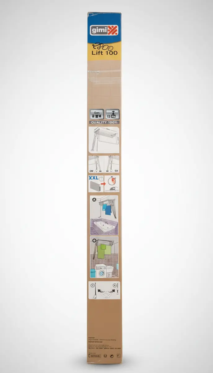 GIMI LIFT 100 Stendibiancheria Saliscendi | Da Soffitto/Parete | 6 Metri di Stenditura | Portata 12 kg | 100 x 46 cm