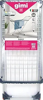 Gimi Max Stendibiancheria Premium in Acciaio Inox e Alluminio | 20 Metri di Stesa | Fili Grossi Anti-Piega | Ruote e Sistema Anti-Chiusura | Made in Italy