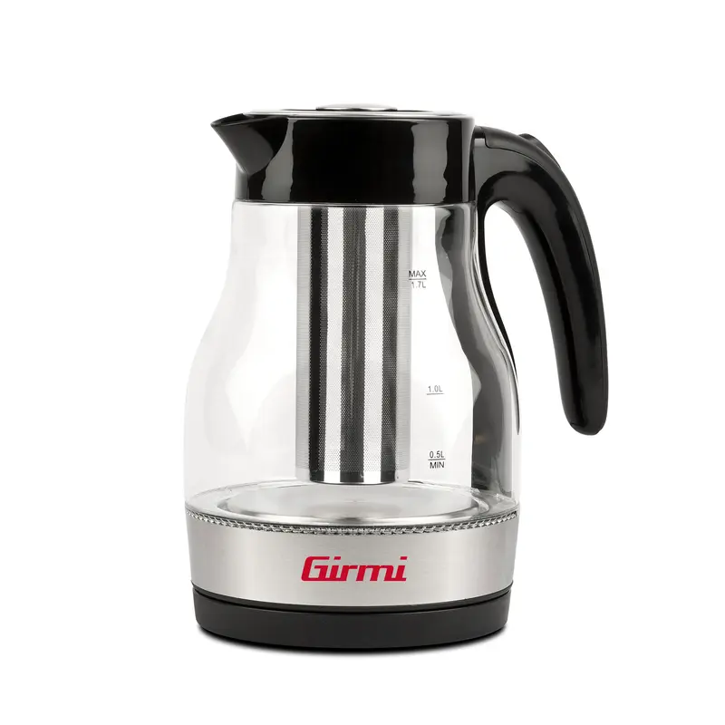 Girmi BL51 Bollitore Elettrico e Tisaniera 2-in-1 | Capacità 1.7 Litri | Caraffa in Vetro Graduata con Luce LED | Filtro Infusore in Acciaio Inox Removibile | Potenza 2200W