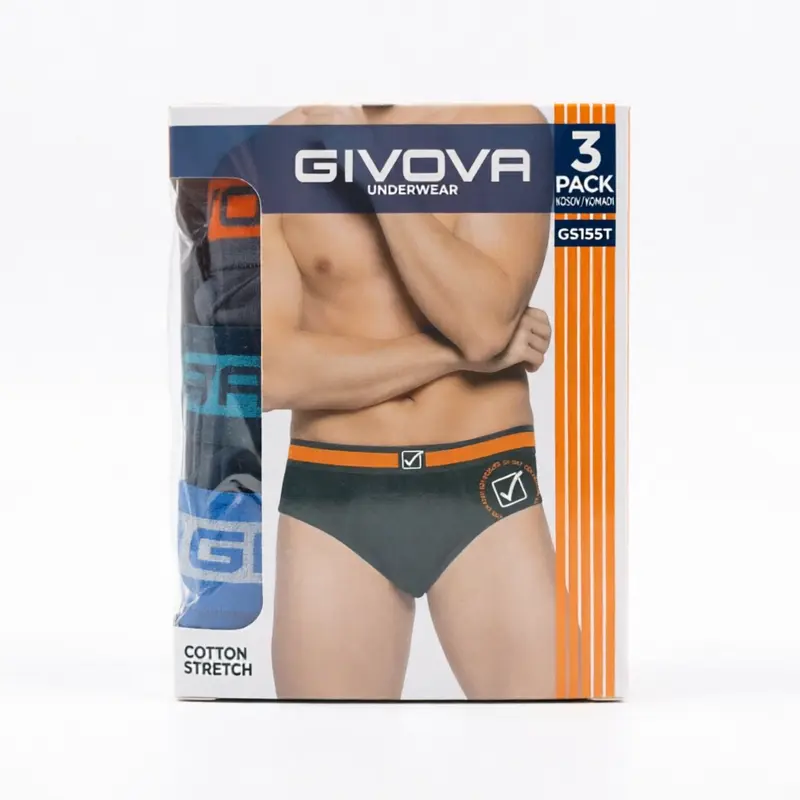Givova Set 3 Pezzi Slip Uomo in Cotone Bielastico – Comfort Assoluto e Massima Libertà di Movimento