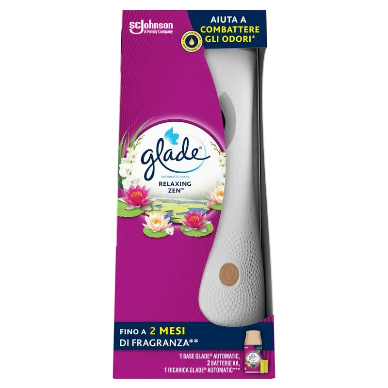 Glade® Automatic Spray Starter Kit 269ml Diffusore Automatico Completo con Ricarica e Batterie – Soluzione Profumazione Programmabile Lunga Durata