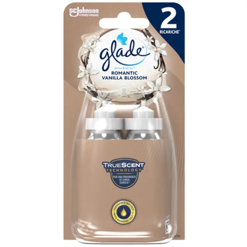Glade Sense & Spray Automatico Vanilla Blossom 2 Ricariche Plastica – Profumatore con Sensore di Movimento