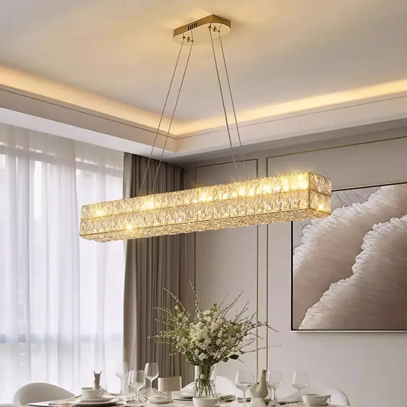 Gold Hanging Pendant Light With Crystal