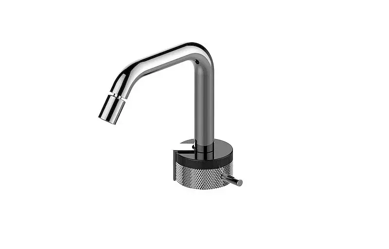 Graff Mod+ rubinetto bidet Nero Opaco con maniglia in Marmo Bianco Fumè E-11560-R2MW-L2MBK