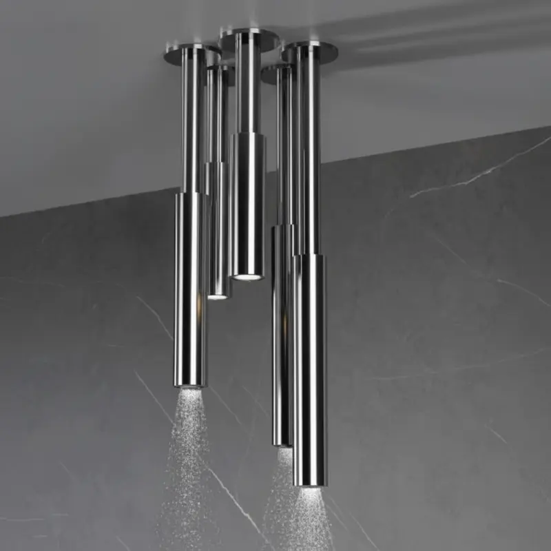 Graff Riva Contemporary Chandelier coppia soffioni doccia a soffitto E-18216SCEP.SN + E18218SCEP.SN