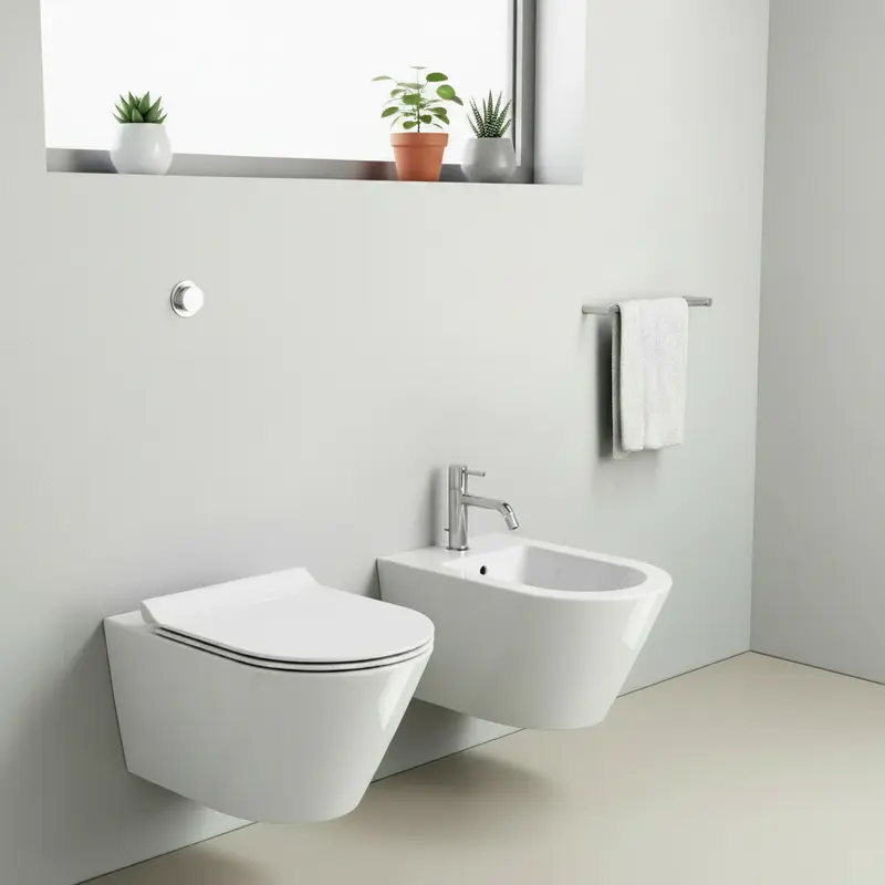 GSI CERAMICA Kube X wc sospeso senza brida e bidet 941511 + 946511