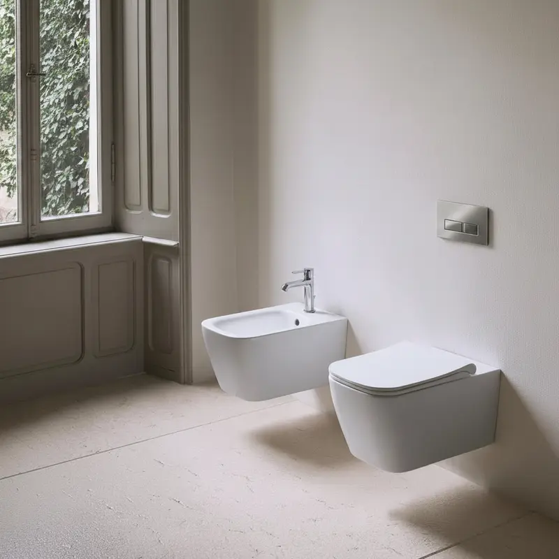 GSI CERAMICA Nubes wc sospeso senza brida, bidet e copriwater slim soft-close 961511 + 9665111 + MS96C11