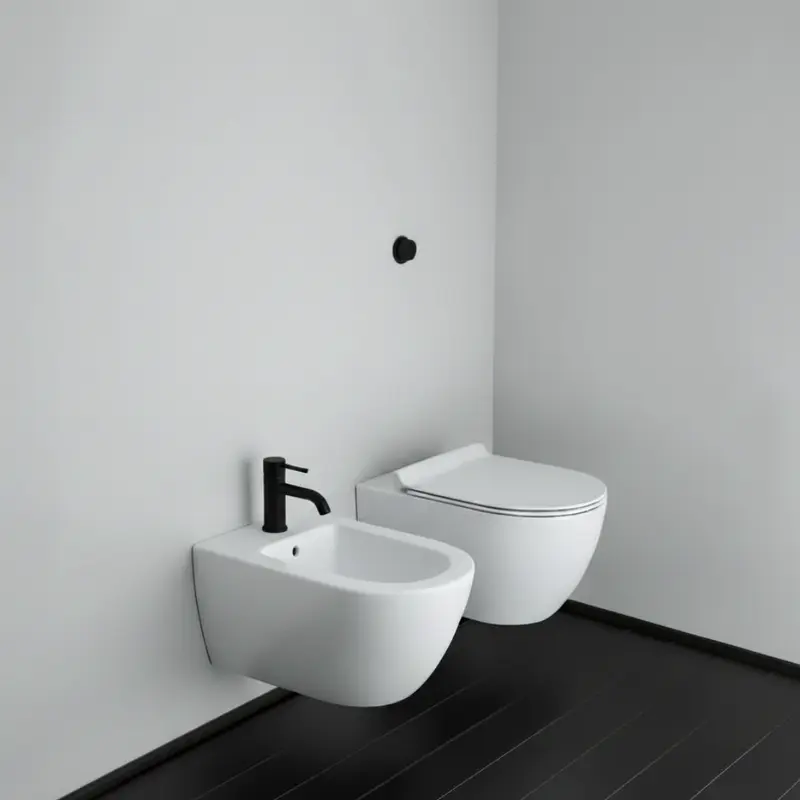 GSI CERAMICA Pura 55 wc sospeso senza brida e bidet 8815 + 8865