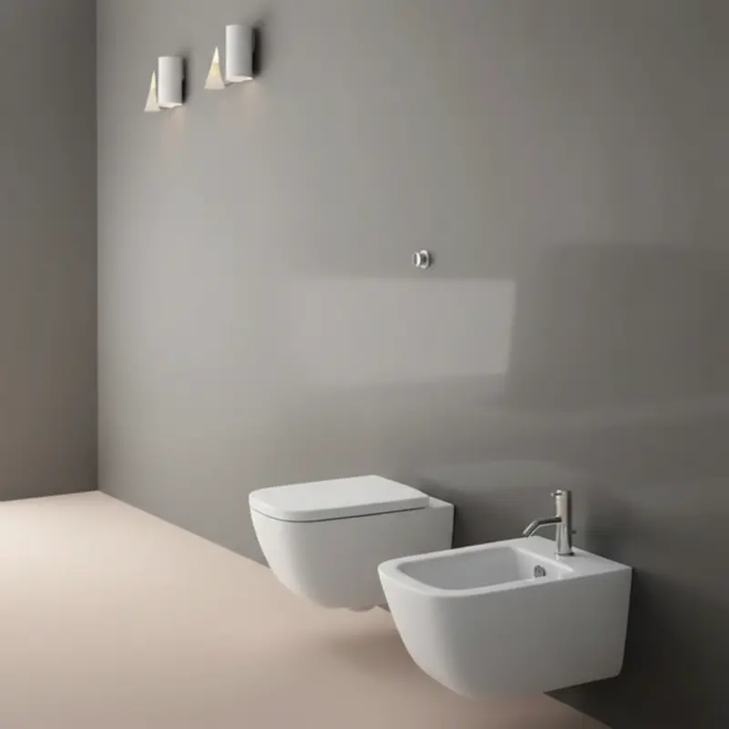 GSI CERAMICA Sand wc sospeso senza brida, bidet e copriwater soft-close 901511 + 9065111 + MS90QC11