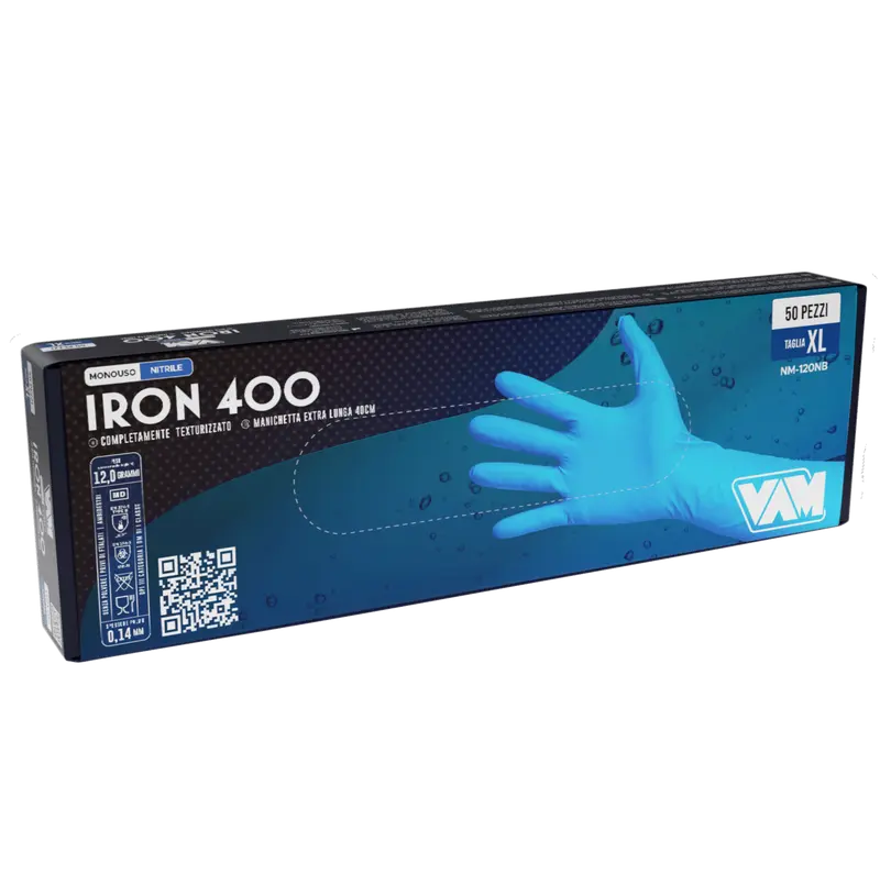Guanti in nitrile senza polvere 12gr IRON 400 Blu - Confezione da 50 pz