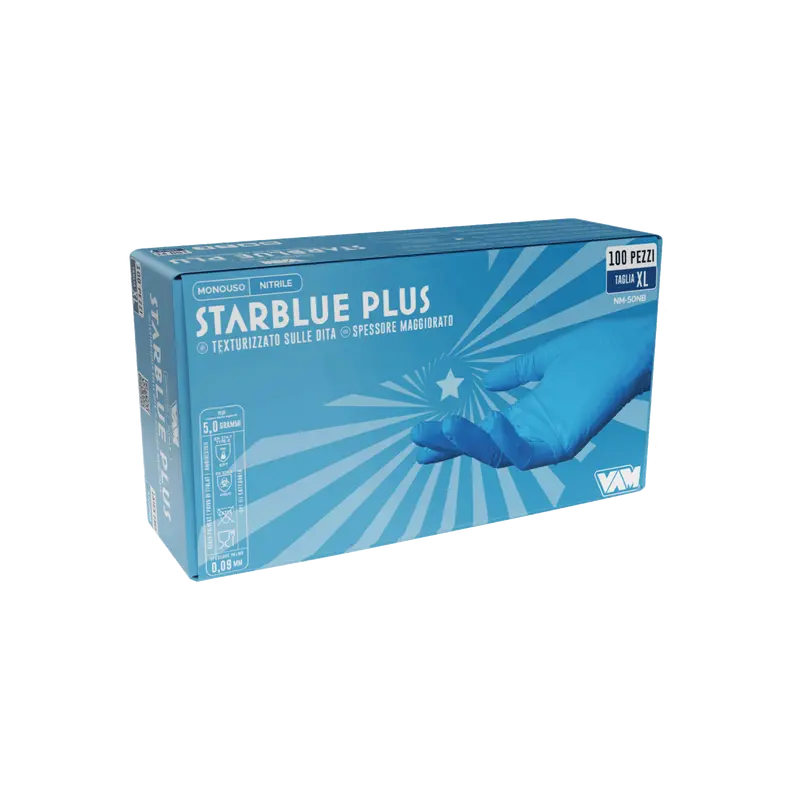 Guanti in nitrile senza polvere 5gr STARBLUE PLUS Blu - Confezione da 100 pz