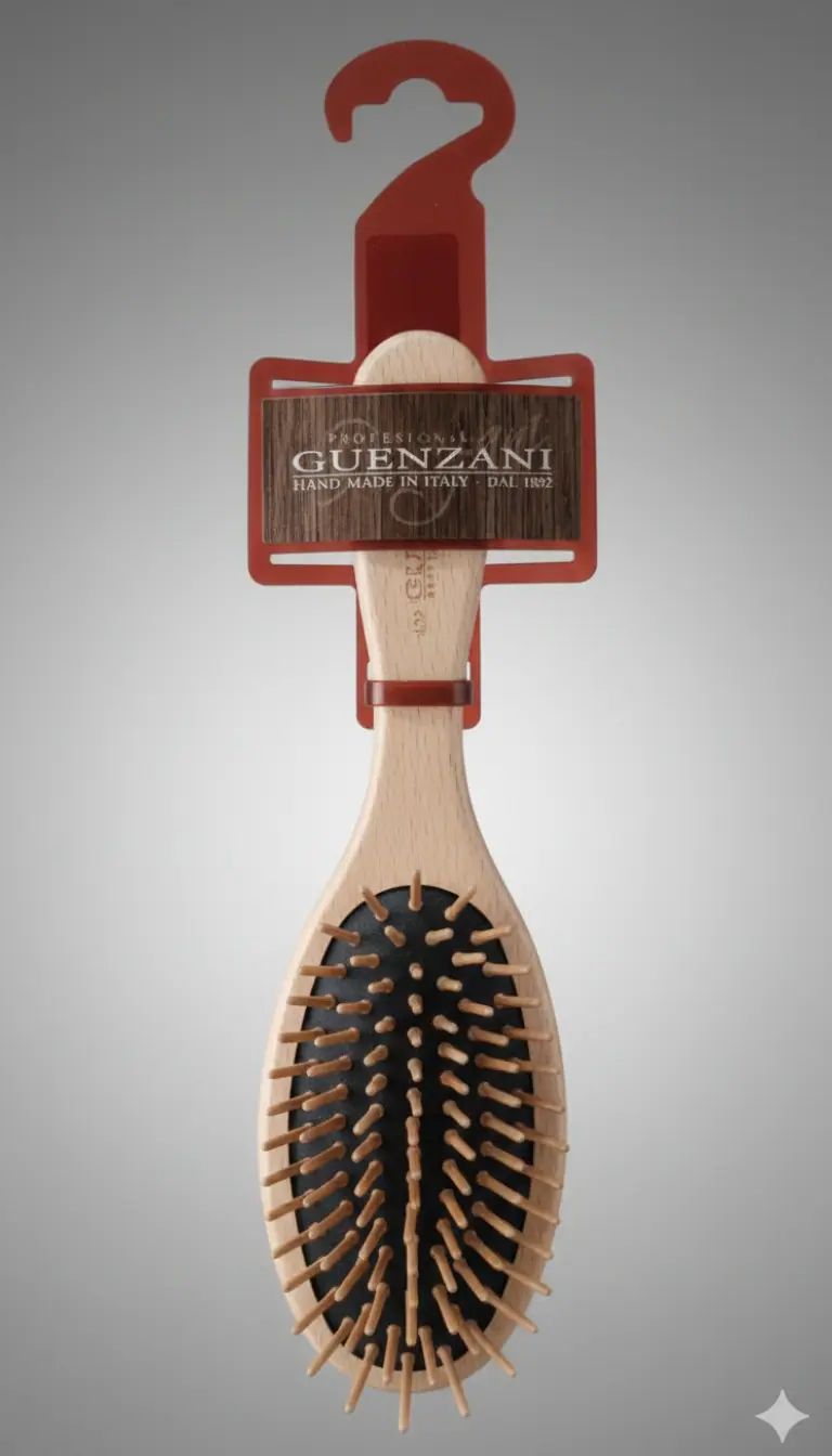 Guenzani Spazzola Professionale 422 | Forma Ovale in Legno Naturale | Districante con Punte Arrotondate | Massaggiante e Lucidante | Uso Professionale e Domestico