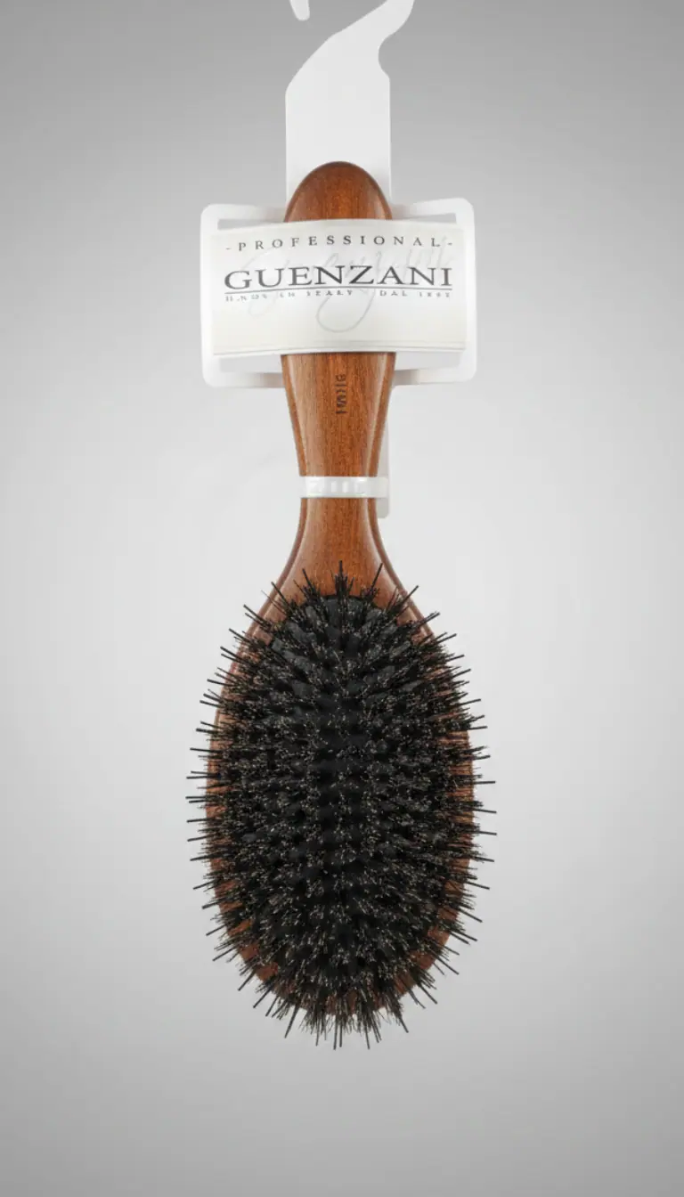 Guenzani Spazzola Professionale Art. 118N | Setole di Cinghiale Rinforzate | Specifica per Extension e Nodi Ostinati | Fusto in Legno Naturale | Lucidante e Districante