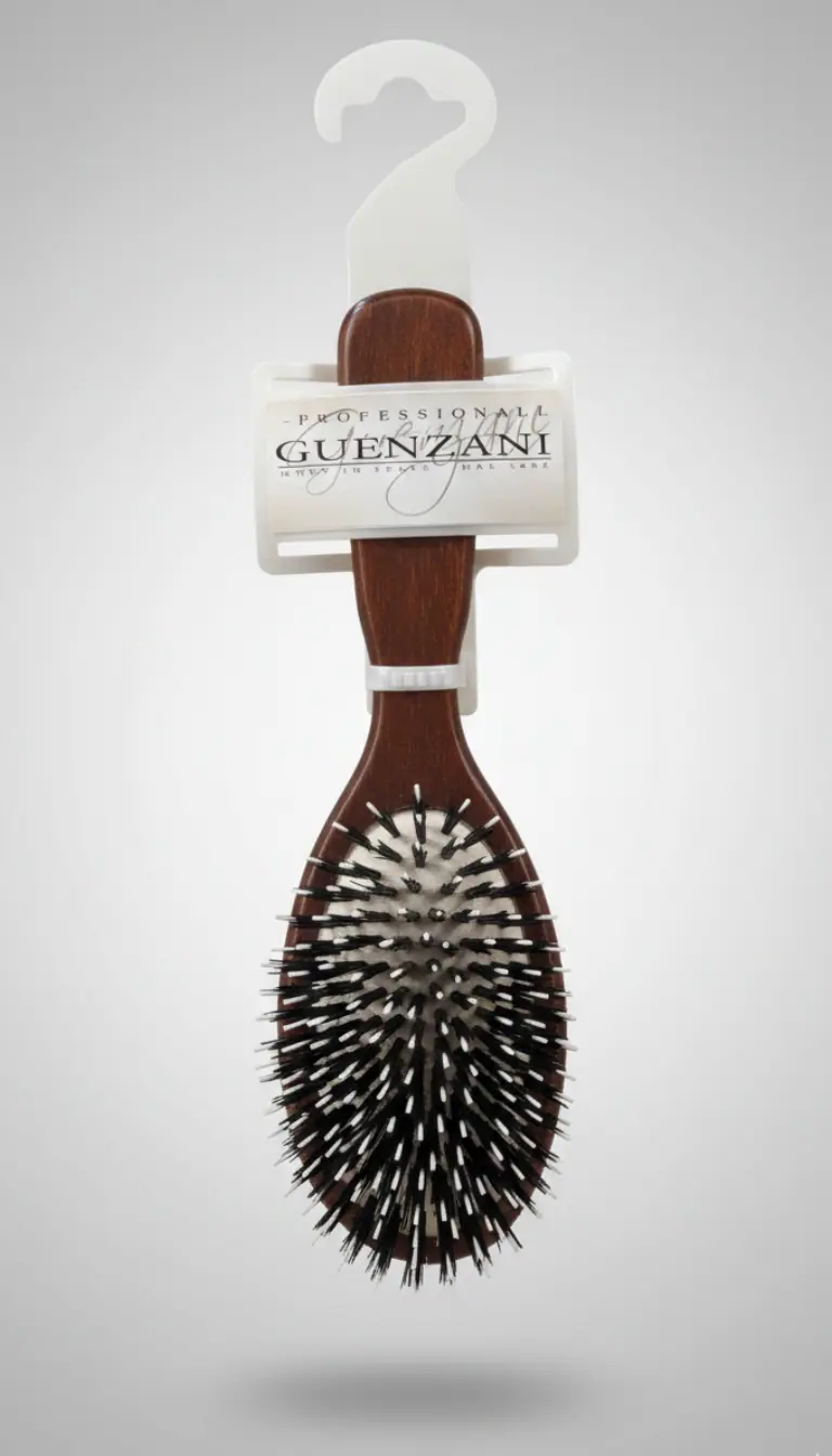 Guenzani Spazzola Professionale N.118N | Specifica per Extension e Capelli Delicati | Picchi in Nylon Soft Touch | Manico in Legno Naturale | Districante Anti-Rottura