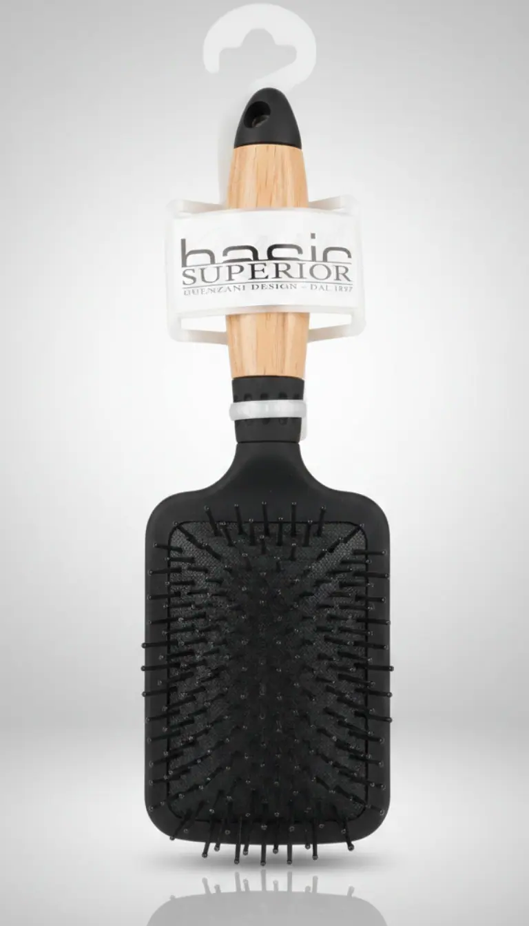 Guenzani Spazzola Rettangolare Gigante con Pallini | Legno Soft Touch Antistatico | Resistente al Calore per Styling con Phon | Per Capelli Lunghi e Medi