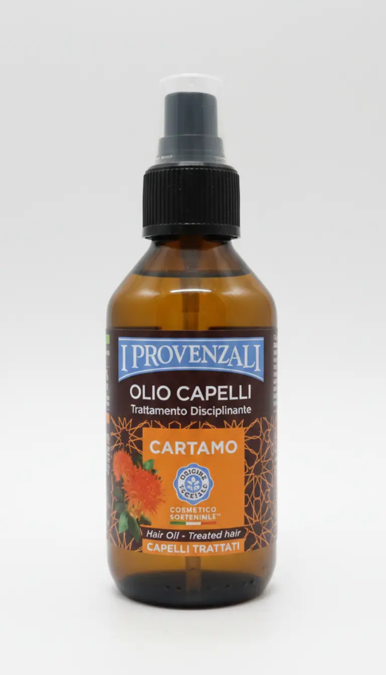 I Provenzali Olio Capelli Cartamo 100ml – Trattamento Rivitalizzante per Capelli Trattati e Decolorati – Vegan e Senza Profumo – Dermatologicamente Testato