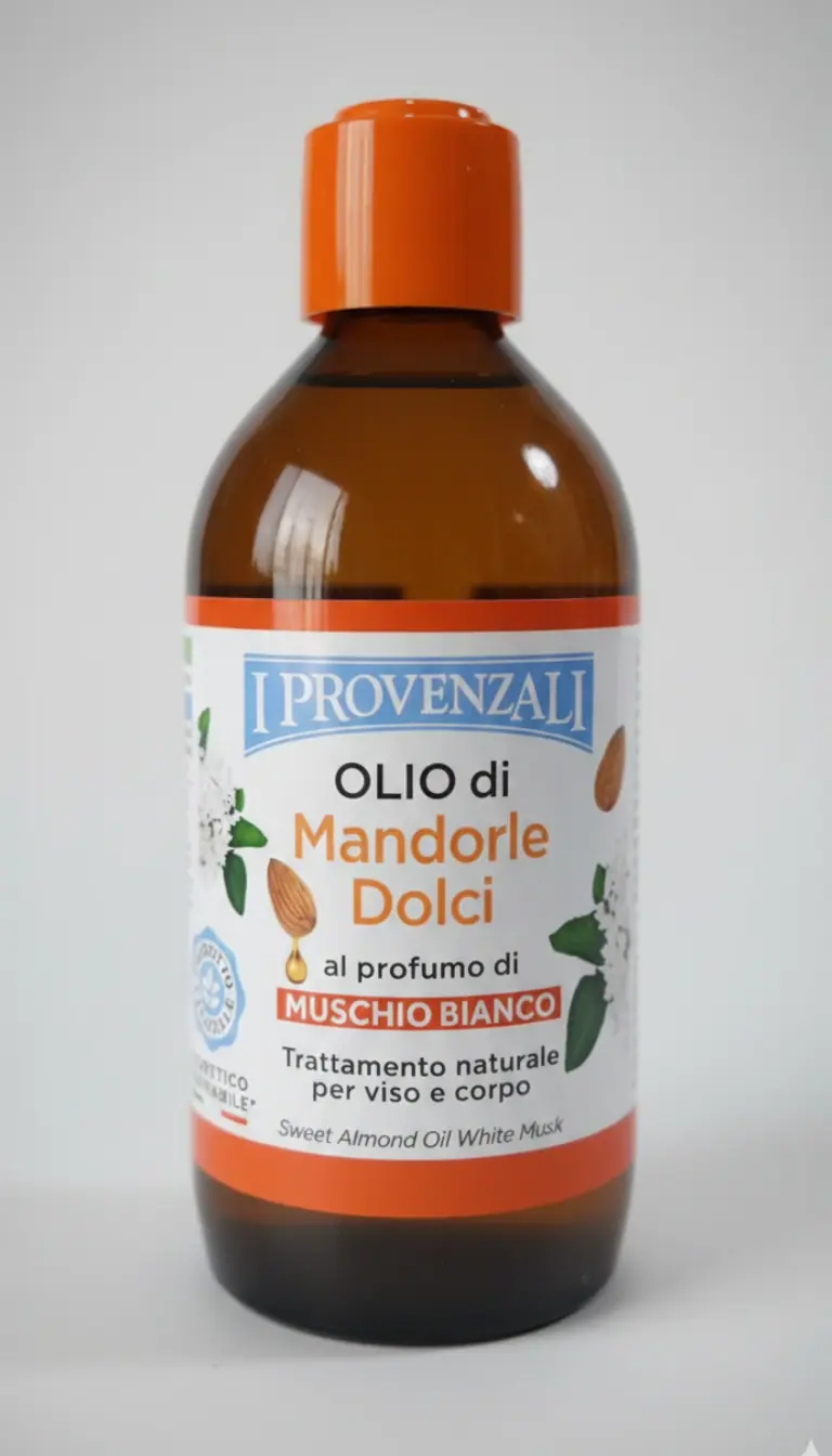 I Provenzali Olio di Mandorle Dolci Profumo di Muschio Bianco 200ml – Olio Corpo Elasticizzante e Anti-Smagliature – 100% Naturale