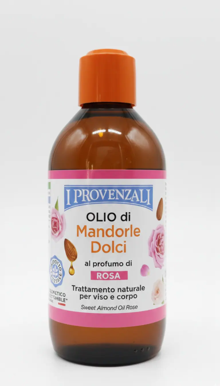 I Provenzali Olio di Mandorle Dolci Profumo di Rosa 200ml – Trattamento Naturale Elasticizzante Viso e Corpo – Anti-Smagliature