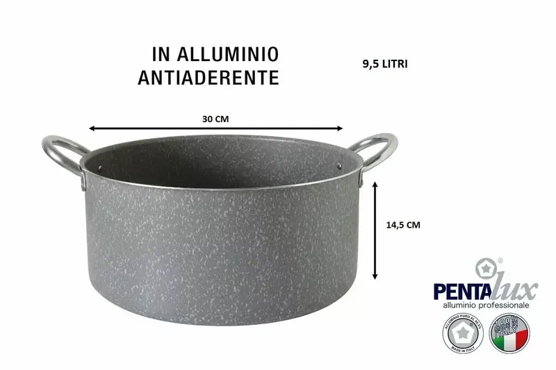 Italpent Pentalux Casseruola Antiaderente Stone Line Ø 30cm 9.5L Senza Nickel PFOA