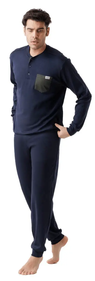 Jamas Pigiama Uomo Serafino Caldo Cotone IJ2338