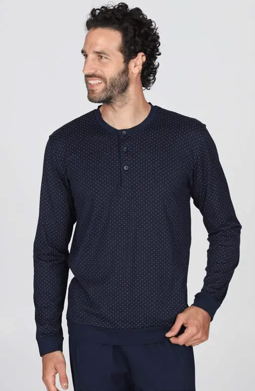 Julipet Pigiama Lungo Serafino Cotone Uomo JAL494