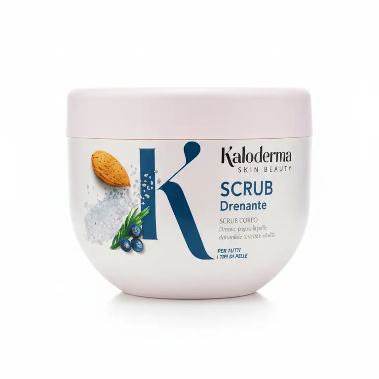 Kaloderma Scrub Corpo Drenante 500g | Esfoliante con Sale Marino, Olio di Mandorle e Burro di Karité | Azione Tonificante e Levigante