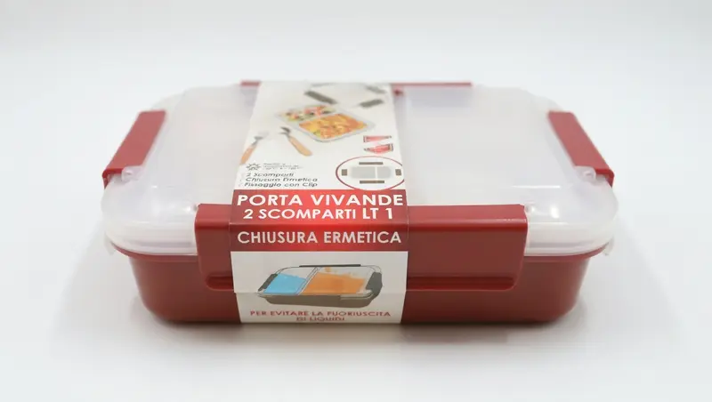 Kasaviva Porta Vivande Ermetico 1 Litro | Lunch Box 2 Scomparti Salva-Goccia | Contenitore Pranzo per Ufficio e Scuola | Disponibile in Vari Colori