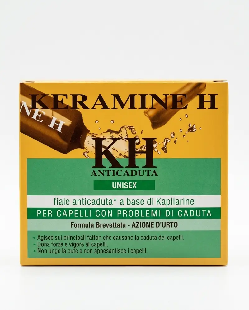 Keramine H KH Anticaduta Unisex 12 Fiale da 6 ml | Trattamento Anticaduta Capelli con Kapilarine | Ortica e Peperoncino | Azione d'Urto | Made in Italy