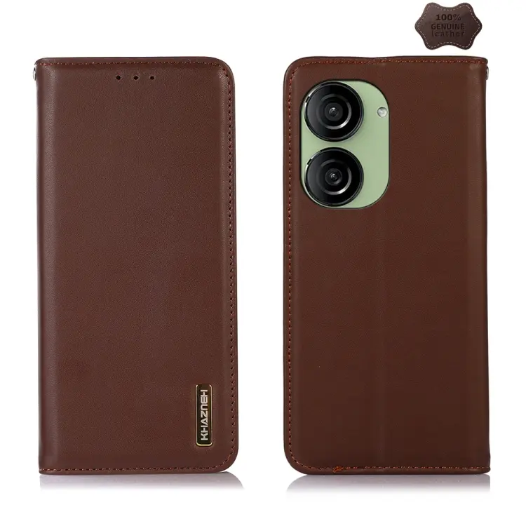KHAZNEH Custodia per telefono in pelle di vacchetta con strato superiore nappa, For Asus ZenFone 10 / ZenFone 9