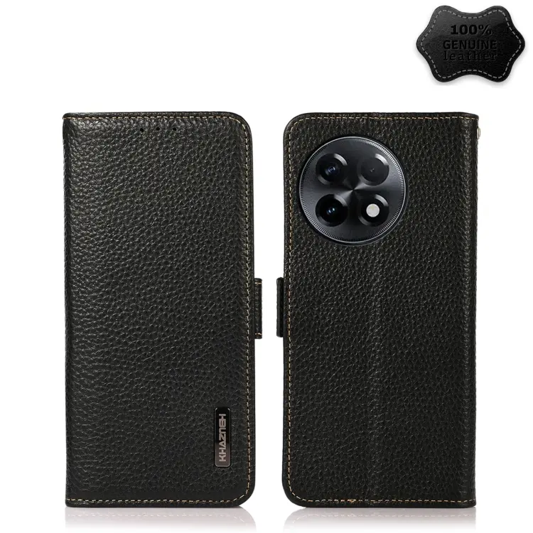 KHAZNEH Custodia per telefono RFID in vera pelle Litchi magnetica laterale, For OnePlus Ace 2 5G, For Realme GT Neo 5, For Xiaomi Redmi 12C/Redmi 11A 4G